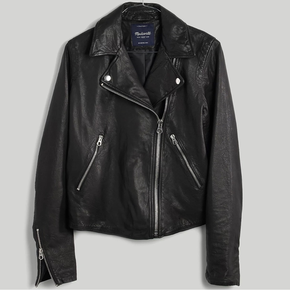 NEW Madewell Washed Leather Motorcycle Jacket NC052 - Picture 1 of 5